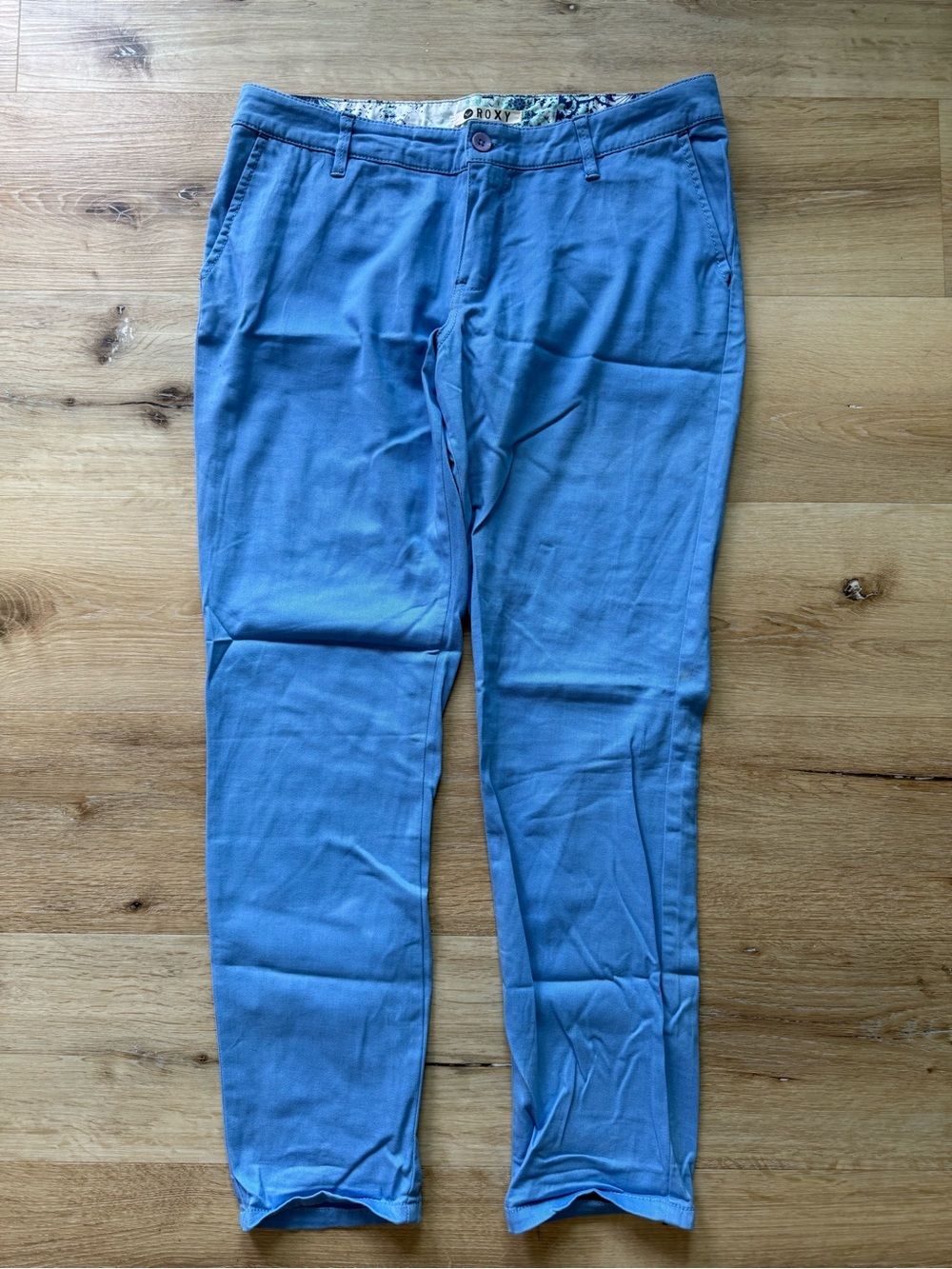 NEW Roxy Surf • Juniors Sky Blue Cotton Blend Ankle Chino Casual Pant
